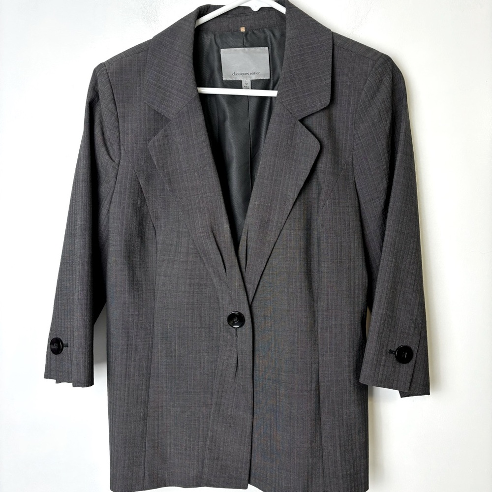Classiques Entier Grey Wool Blend Blazer Jacket